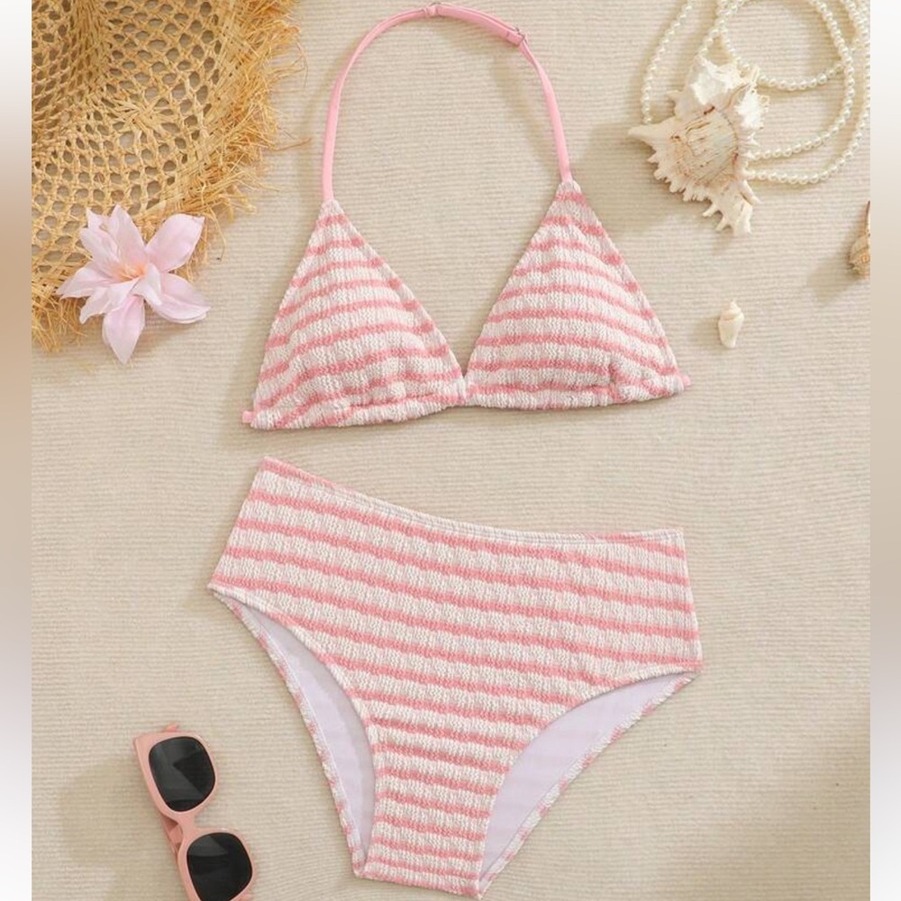 Pink Striped Two-Piece Bikini Set